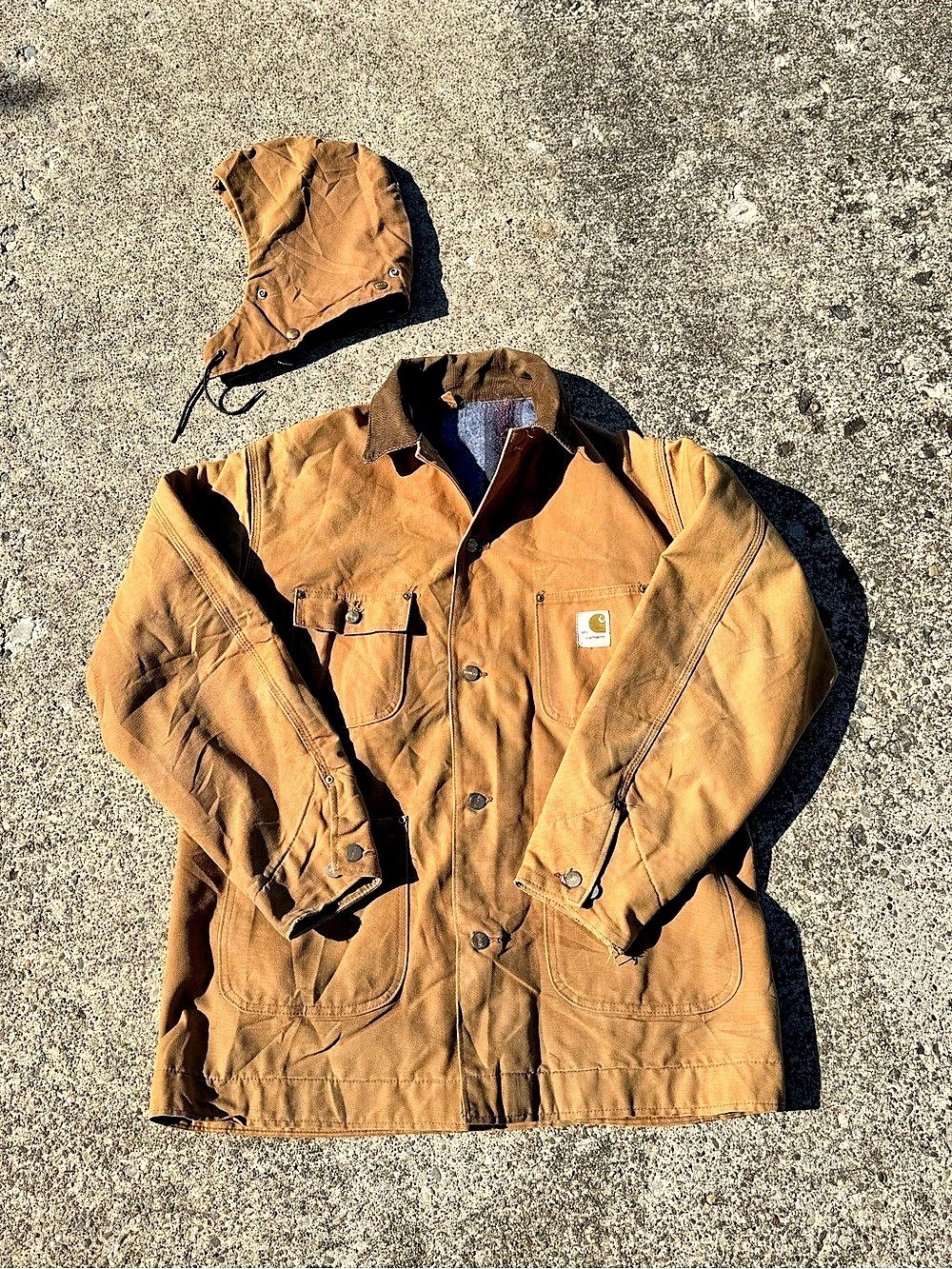 Vintage 1983 Carhartt 6BLC Chore Coat 44L Large USA Original Detachable Hood x
